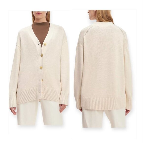 New with tag Everlane The Organic Cotton Cardigan,  Size M, Cream - Picture 1 of 12